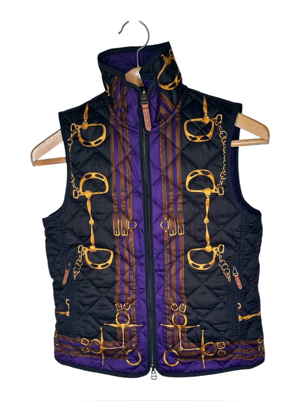 Lauren Ralph Lauren Equestrian Reversible Vest Size XS Horse Bit Riding Tack